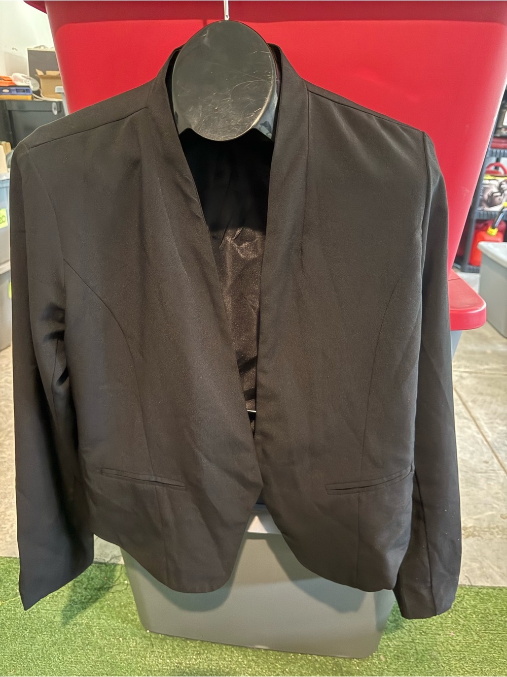 Black Open Front Women's Blazer mp58